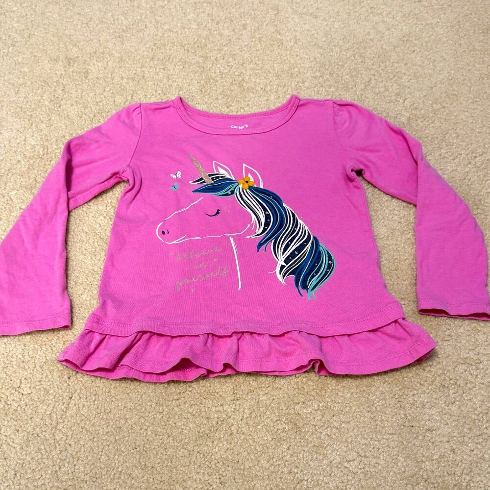 Carters Kids - Girls Long Sleeve Unicorn Shirt - Size 5